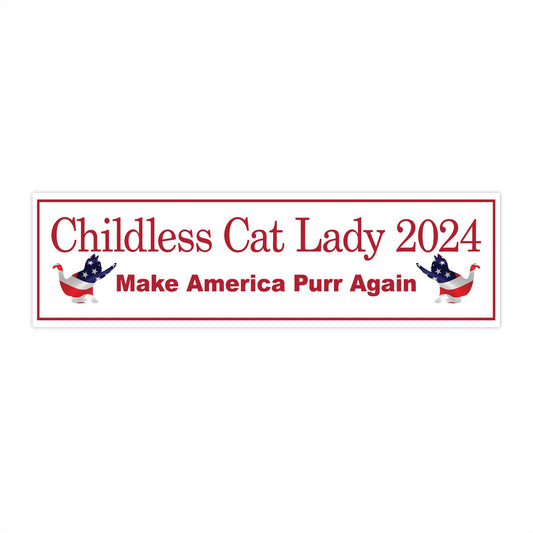 Red Childless Cat Lady 2024 US Election Make America Purr Again Bumper Sticker