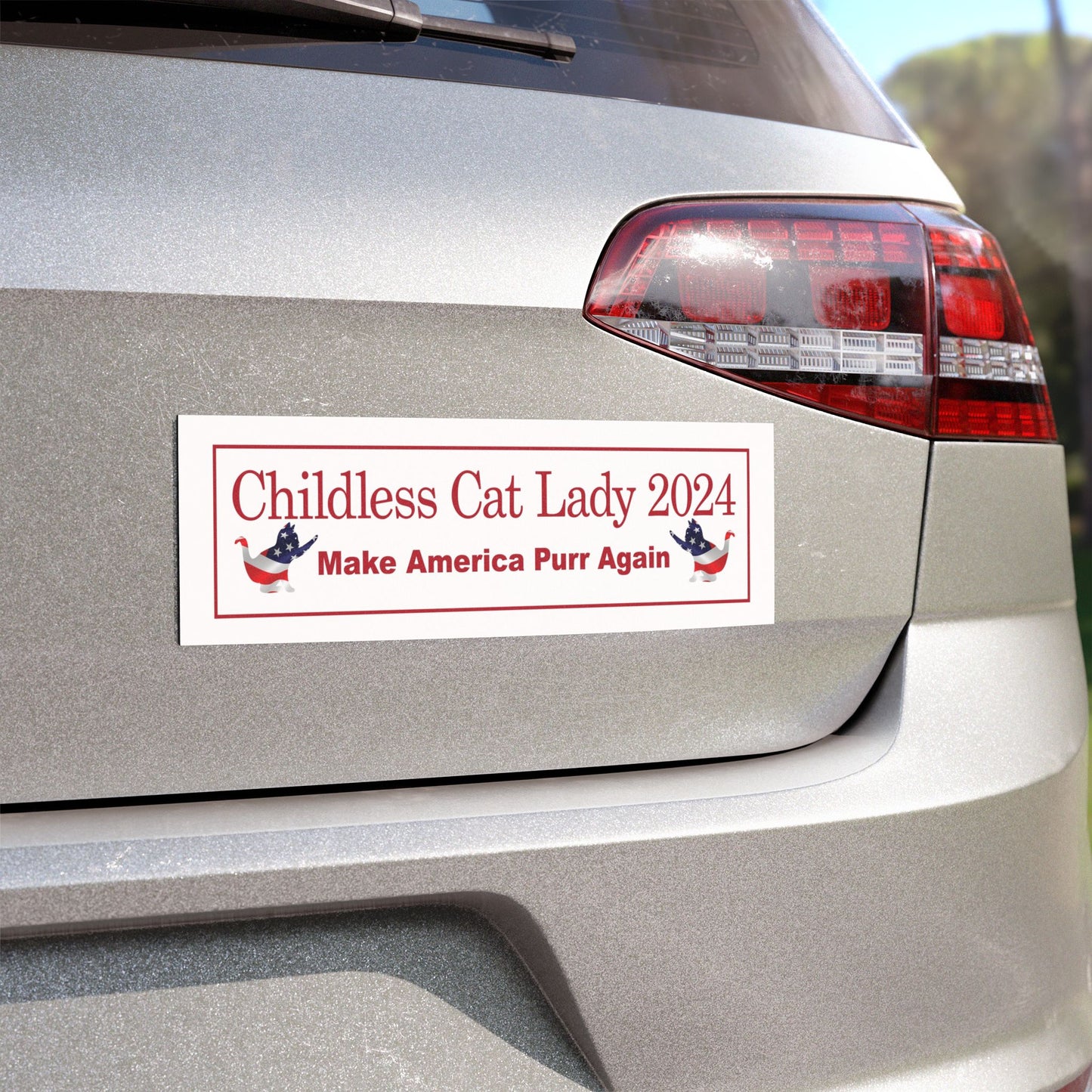 Red Childless Cat Lady 2024 Make America Purr Again US Election Car Magnet