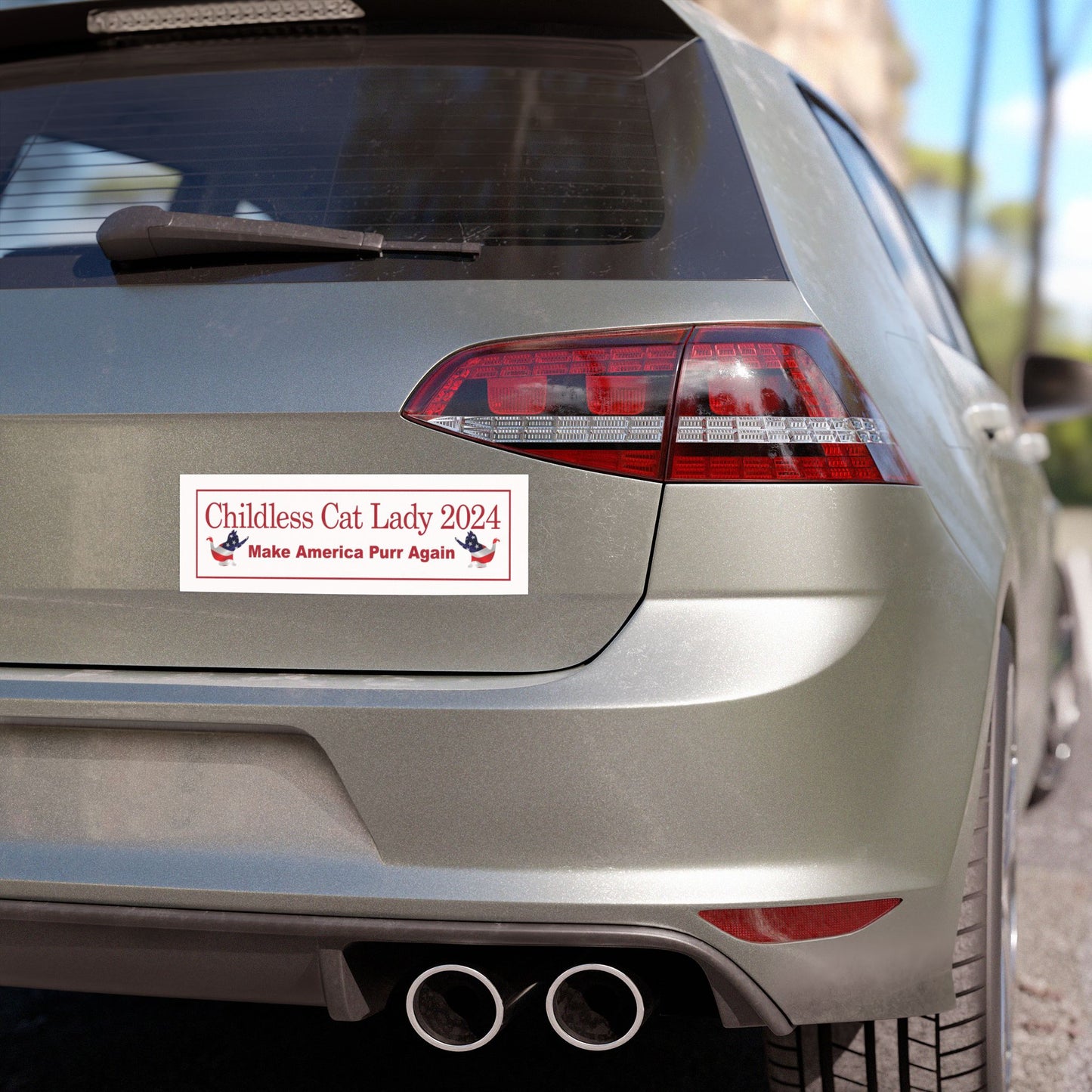 Red Childless Cat Lady 2024 Make America Purr Again US Election Car Magnet