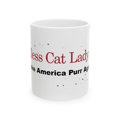 Red Childless Cat Lady Make America Purr Again Stars Ceramic Mug