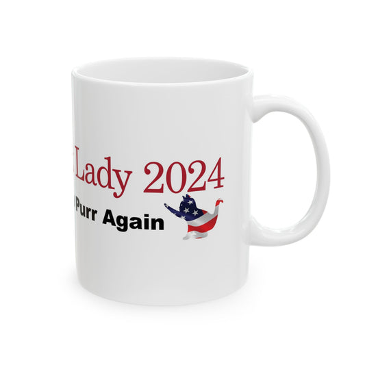 Red Childless Cat Lady Make America Purr Again Ceramic Mug