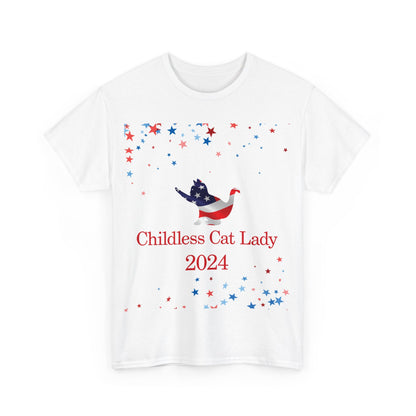 Red Childless Cat Lady 2024 US Election Heavy Cotton Tee