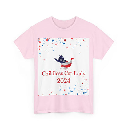 Red Childless Cat Lady 2024 US Election Heavy Cotton Tee