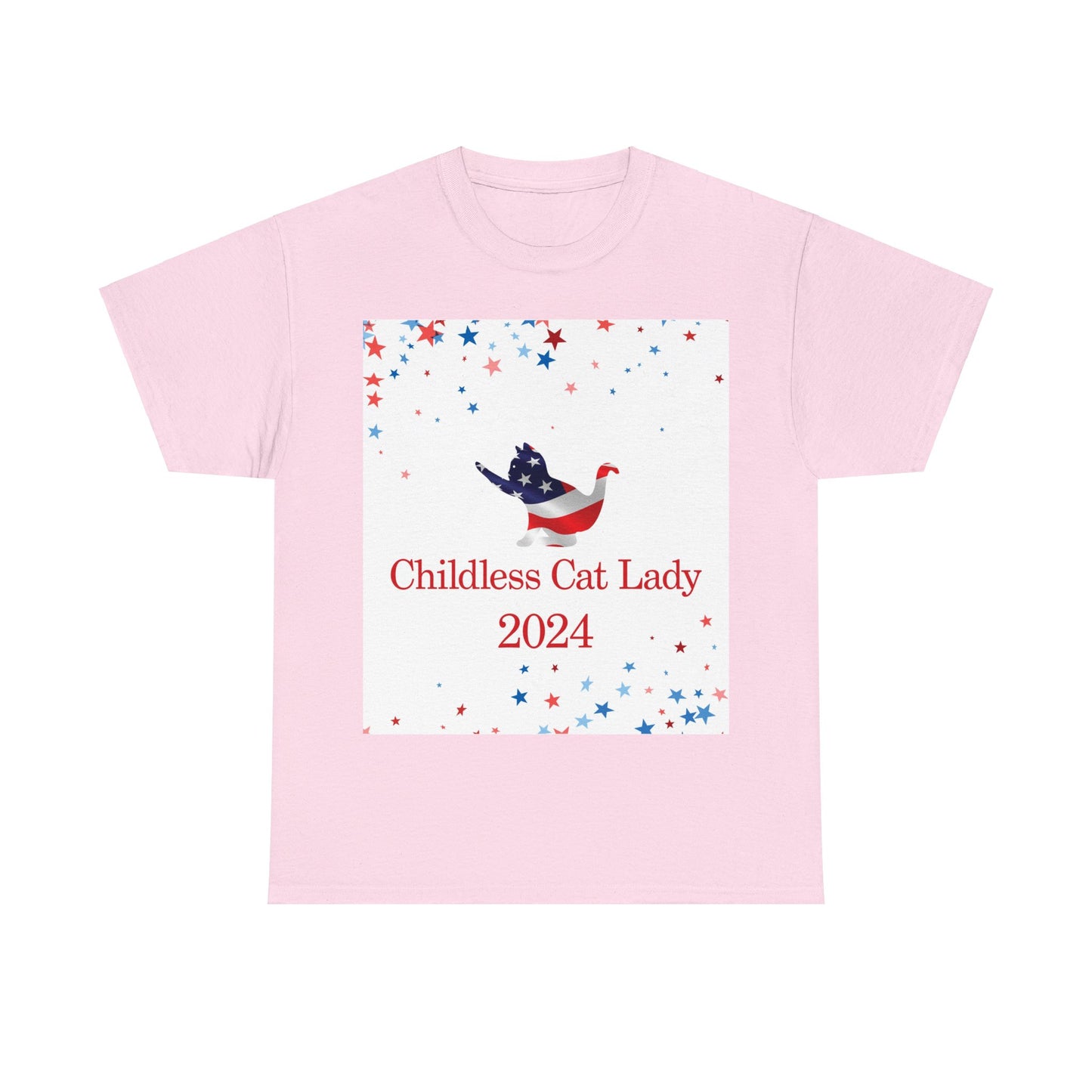 Red Childless Cat Lady 2024 US Election Heavy Cotton Tee