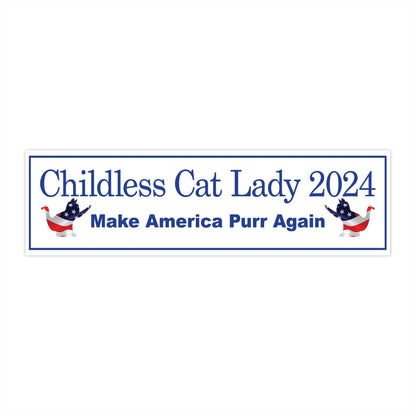 Blue Childless Cat Lady 2024 US Election Make America Purr Again Bumper Sticker