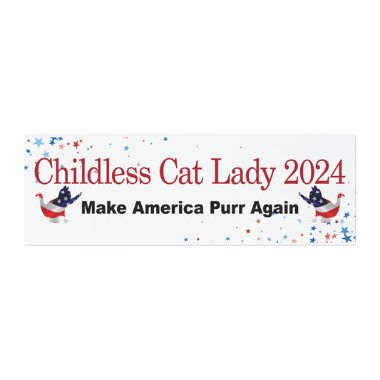 Red Childless Cat Lady 2024 Make America Purr Again Stars US Election Car Magnet