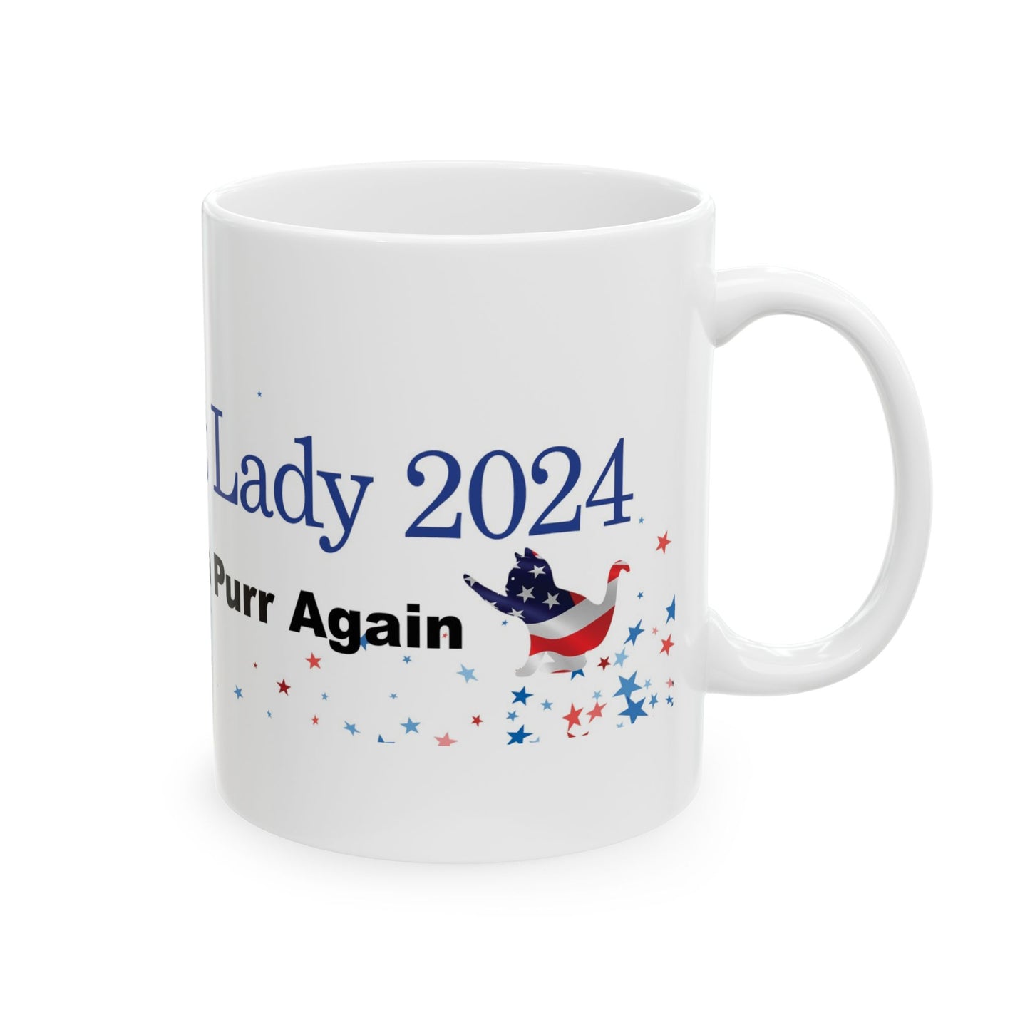 Blue Childless Cat Lady Make America Purr Again Stars Ceramic Mug