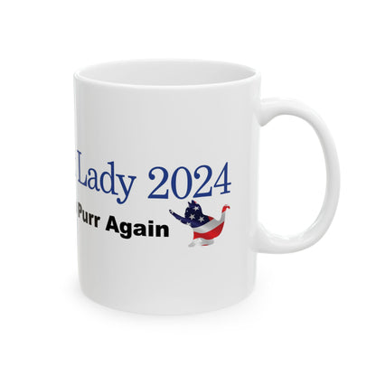 Blue Childless Cat Lady Make America Purr Again Ceramic Mug