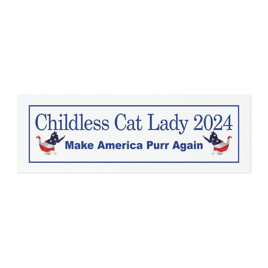 Blue Childless Cat Lady 2024 Make America Purr Again US Election Car Magnet